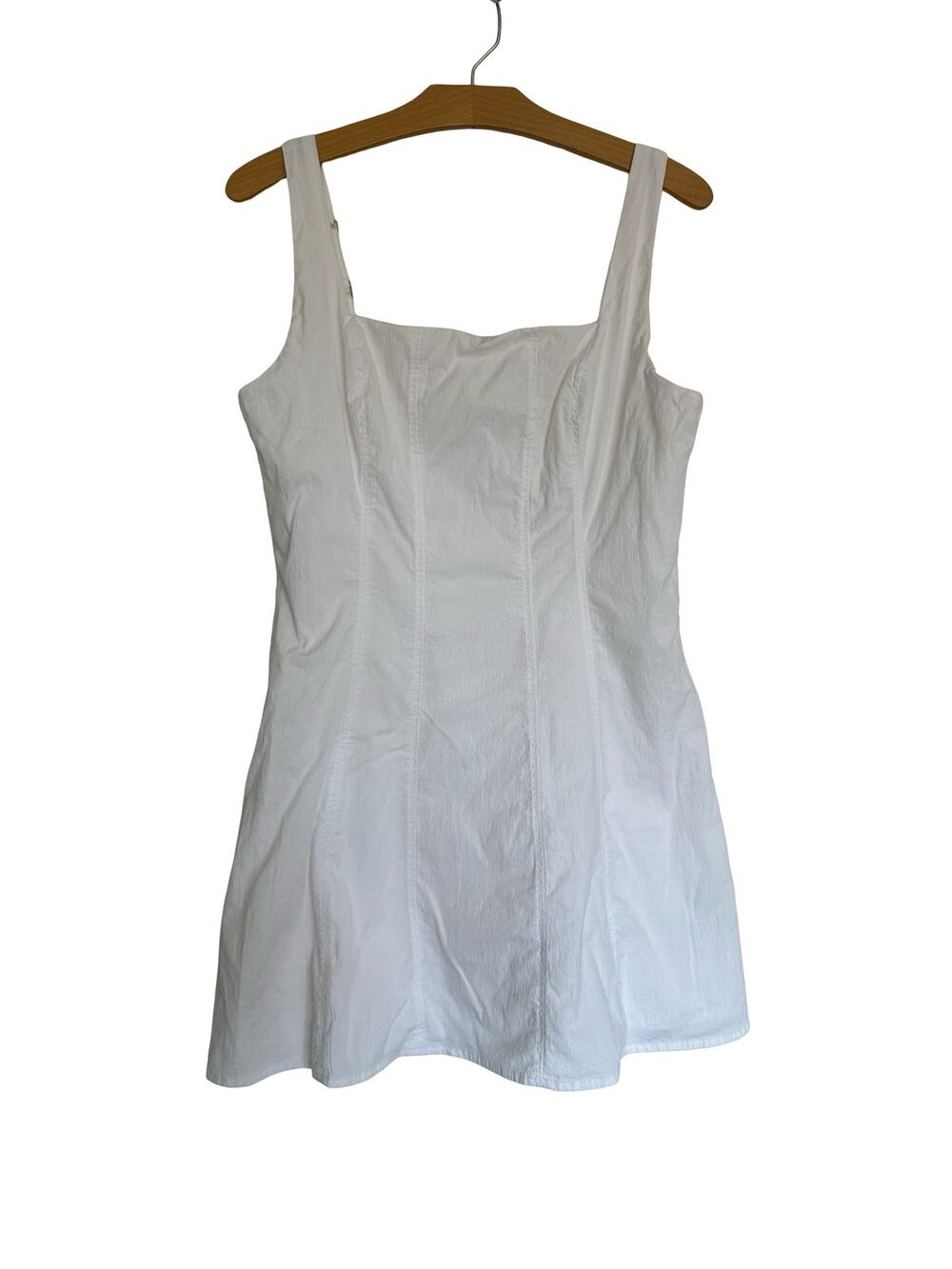 Abercrombie & Fitch Stretch Squareneck Mini Dress Coastal Bridal White Size L